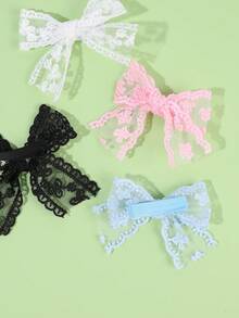 10件裝蕾絲髮夾，花卉刺繡蝴蝶結髮夾，精緻女孩髮夾，春夏甜美可愛髮飾，時尚派對髮飾，青少年適用 - 彩色 - 查看 4