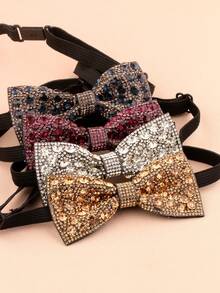 1pc Fashionable Women's Luxury Sparkling Stage Evening Party Wedding Adjustable Bow Tie, Wedding Party Cocktail Banquet Host Suit Dress Accessory - A2711 - View 2