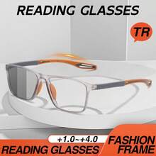 Paquete de 3 elegantes gafas de lectura rectangulares con cambio de color, unisex. - Gris + Rojo + Amarillo - Ver 2