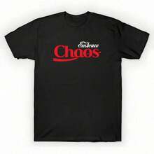 Unisex Oversized Black Chaos Print Crew Neck Layering Summer Essential Tee Black Tshirt C3KN - 黑色 - 查看 1