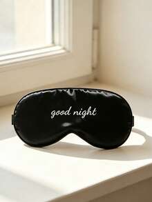 1pc Customized Eye Mask, Suitable For Napping, Sleeping, And Other Occasions, Lightweight And Comfortable, Ideal Gift For Couples. This Eye Mask Is Unique, Soft, And Exquisite, With A Solid Color Design, Simple And Fashionable, Supporting DIY, Creative, Niche Style, Suitable For Birthday, Valentine's Day, Mother's Day, Teacher's Day, Halloween, Christmas, And Other Occasions, Also A Great Travel Essential. It Also Includes Travel Accessories. - Black - View 2