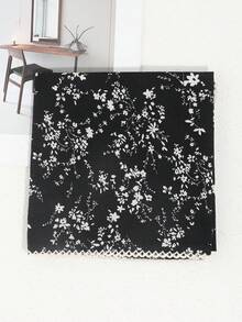 1pc Women's Fashion Ditsy Floral Plant Pattern Minimalist Elegant Crescent Moon Trim Thick Square Scarf Headscarf Suitable For Party Date Daily Outing Travel Beach Vacation Matching - Multicolor - View 7