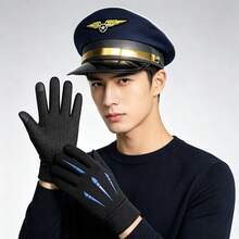 2件組：男士水手帽與女士軍風帽，金色裝飾，萬聖節服裝配件，藍色帽子附刺繡翅膀與星星 - 彩色 - 查看 4