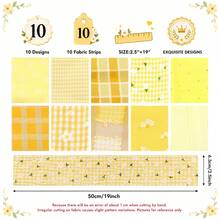 10Pcs Yellow Series Precut Fabric Strips Bundle Fabric Jelly Roll, Material Assorted For Quilting DIY, Handicrafts Sewing, Rugs, Home Decoration, Hair Bows, Patchwork Making - Default - View 8