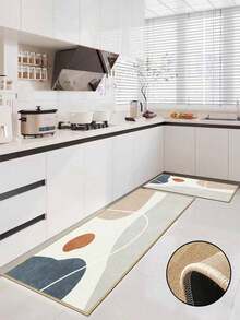 1pc Nordic Abstract Morandi-Style Kitchen Mat 3.5mm Soft Rubber Water-Absorbing Mat, Suitable For Kitchens, Bathrooms, Living Rooms, Outdoor Door Mats, Kitchen Rugs, Home Decor, And Toilet Mats. - Multicolor - View 2