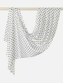1pc Women's Casual Elegant Chiffon Polka Dot Scarf/Headscarf/Headband, French Luxury Abaya Accessory, Suitable For Daily Wear And Party - Multicolor - White Background With Small Polka Dots - View 5