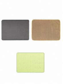 Cat Litter Trapping Mat, Double-Layer Honeycomb Design Large Aperture Litter Recovery Mat, Anti-Urine Cat Litter Box Mat, Multi-Size Full Coverage Mat, Khaki/Green/Grey - Multicolor - View 9
