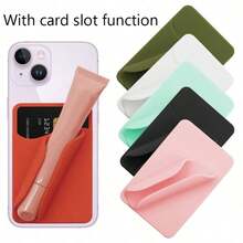 2-In-1 Phone Lipstick Holder With Card Slot, Adhesive Silicone Credit Card Wallet And Lip Gloss Holder, Suitable For Phone Back Adhesive Case - Multicolor - View 2