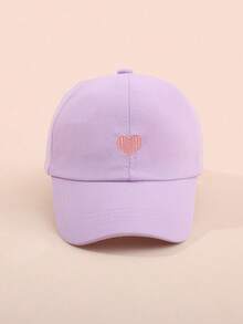1pc Kids' Solid Color Casual Fashion High Ponytail Sun Protection Baseball Cap - Purple - View 6