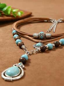 Vintage Multi-Layer Women's Necklace, Pendant Necklace, Bohemian Style Versatile Accessory - Multicolor - View 4