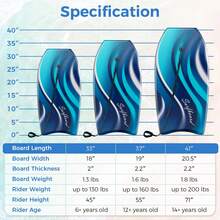 Boogie Boards For Beach, 33"/37"/41" Lightweight Body Board, Bodyboard For Kids Adults Surfing - Rainbow Vortex - View 11