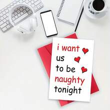 1pc This Single Funny Valentine's Day Card, Stating 'I Want Us To Be Naughty Tonight, ' Makes An Ideal Present For Partners, Spouses, And Is Perfect For Occasions Like Valentine'S Day, Anniversaries, And Birthdays - Greeting Card + Envelope - View 3