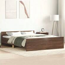 vidaXL Bed Frame, Bed Base With Slatted Base, Bed, Guest Bed With Headboard And Footboard, Single Bed, Bedroom Bed, Bedroom Furniture, Dark Oak 75x190cm, Engineered Wood - 橡木深色 - 查看 9