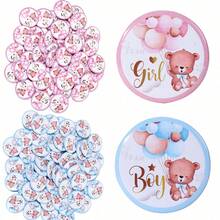Set, Gender Reveal Button Badges Team Button Bear Themed Party Supplies Pink And Blue Team Pins For Guests Parent-To-Be Celebration Souvenirs Voting Brooch Decoration - Style 1 - View 1