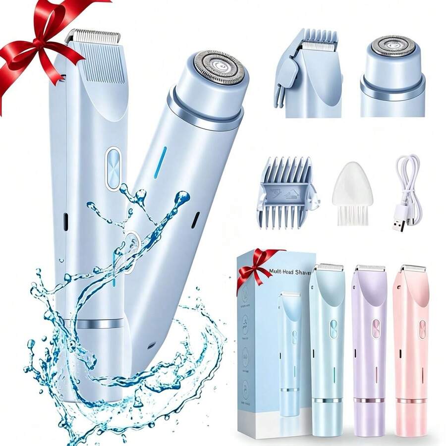 2-In-1 Electric Shaver For Women With Sharp Ceramic Blades For Quick Multi-Area Hair Removal. Waterproof For Dry & Wet Use. Powerful Motor Ensures Smooth Shaving. Great For Bikini Line And Travel, Ideal Gift For Her. - Multicolor - View 1