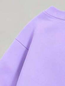 Baby Girl Cartoon Star Print Round Neck Long Sleeve Top And Leggings - Purple - View 5