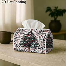 1pc 2D Flat Printed Tissue Box, Christmas Tree Barn Pickup Truck Pattern, Tissue Storage Box, Rectangular Tissue Box, Kitchen Gadget, Car Tissue Box, Lightweight Tissue Dispenser, Decorative Dust-Proof Tissue Box - Multicolor - View 10
