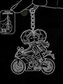 2D Flat Motorcycle Keychain Pendant, Includes Rider And Passenger, Couple Motorcycle Keychain, Suitable For Car Keys, Backpacks, Phone Accessories, Acrylic Motorcycle Gift, Medium-Good Souvenir, Couple Set, Artistic Style - Multicolor - View 6