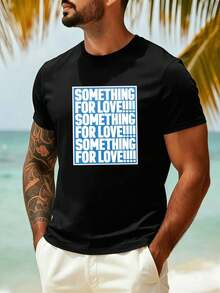 T-Shirt Da Uomo Nera In Cotone Con Stampa Grafica, Casual Primaverile, Girocollo, Vestibilità Ampia, Stile Street Hip-Hop, Comoda, Stampa Grafica Unic - Black - View 1