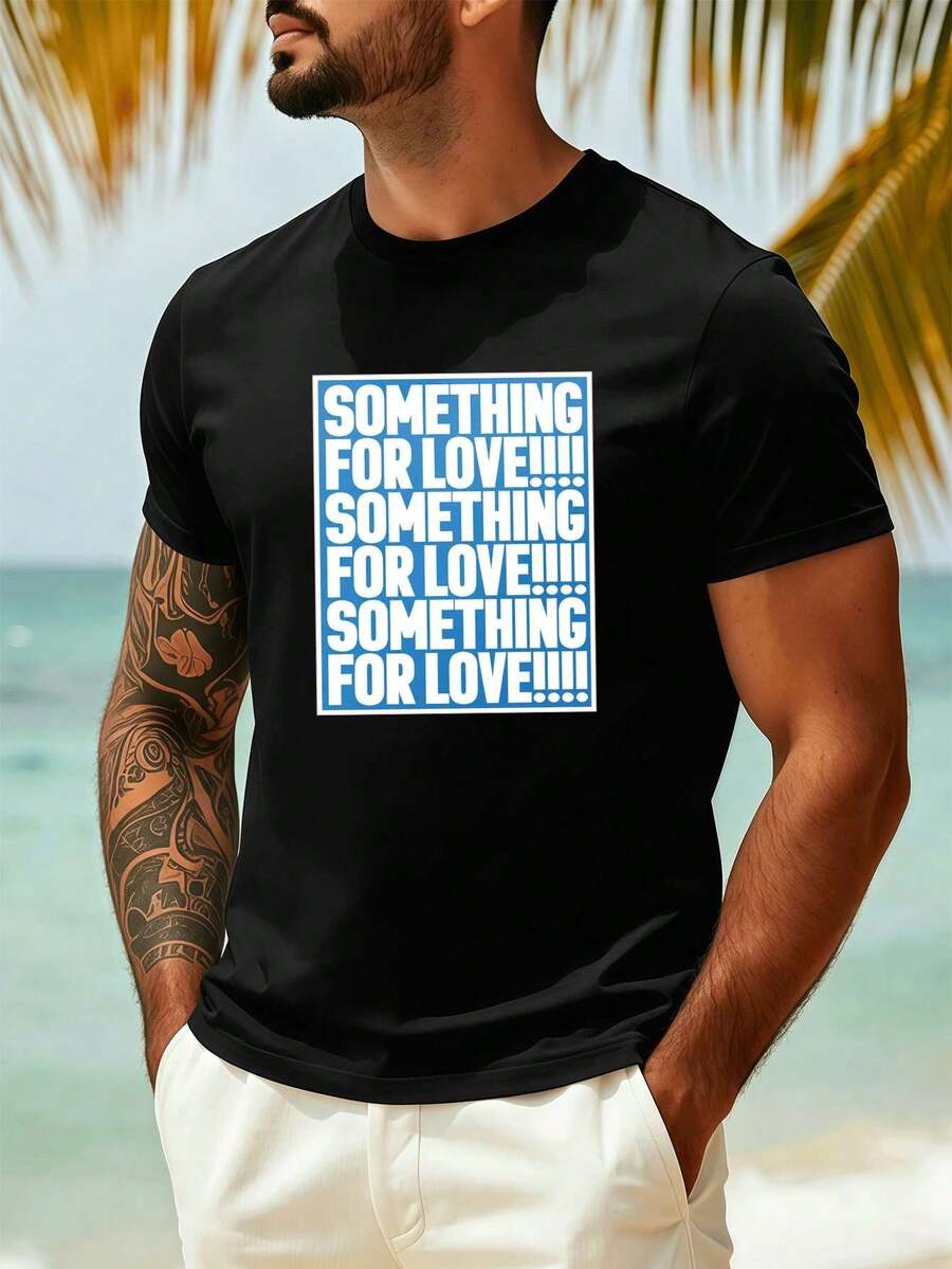 T-Shirt Da Uomo Nera In Cotone Con Stampa Grafica, Casual Primaverile, Girocollo, Vestibilità Ampia, Stile Street Hip-Hop, Comoda, Stampa Grafica Unic - Black - View 1