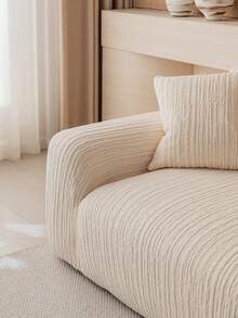 1pc 3D Sofa Cover, Multi-Functional Full Coverage Sofa Protector, Solid Color Geometric Pattern Design, Holiday Decor, High Elasticity One-Piece Sofa Slipcover, Suitable For All Seasons - Beige - View 7