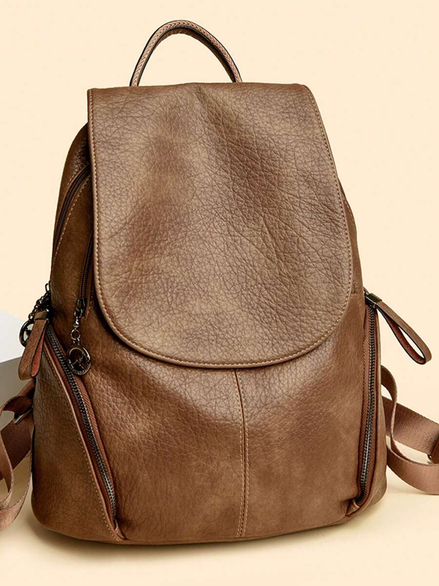 女款大容量後背包 高品質PU皮革復古包款 學生書包旅行背包 女用背包