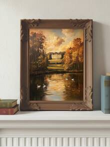1 Stück Herrenhaus Wandkunst, Landhaus, stimmungsvolle Herbstlandschaft, Stolz & Vorurteil Wandkunst Muster, ideales Geschenk, geeignet für Schlafzimmer, Wohnzimmer, Büro, Wandkunst, Wanddekoration, Heimdekoration, Raumdekoration, Leinwand Wandkunst, Poster, Wandkunst mit Rahmen, optionaler Rahmen - 1 Stück - Übersicht 1