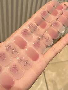 Cross-Border New Semi-Cured Gel Summer Toe Nail Stickers, Glitter Shiny Design, In Stock Wholesale, Waterproof And Long-Lasting - 藕粉色 - 查看 5