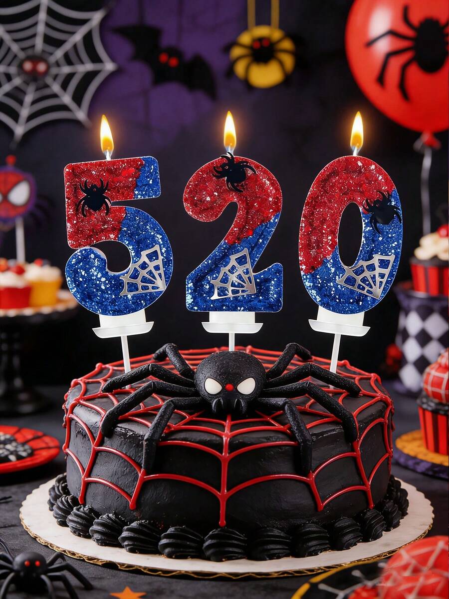 1pc Spider Digital Candle, Red & Black Creative Birthday Candle, Best Everyday Birthday Gift, Ideal Choice For Mom, Girlfriend, Graduation, Wedding And Other Occasions - View 1