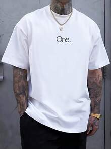 Men's Plus Size Casual Short Sleeve T Shirt - Geometric Pattern Round Neck,Breathable Fabric,Machine Washable,Comfortable Summer Tops Suitable For Out - 白色 - 查看 1