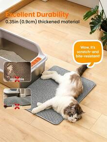 Cat Litter Trapping Mat, Double-Layer Honeycomb Design Large Aperture Litter Recovery Mat, Anti-Urine Cat Litter Box Mat, Multi-Size Full Coverage Mat, Khaki/Green/Grey - Multicolor - View 2