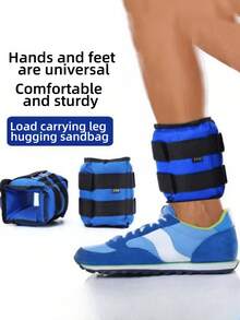 2pcs/1 Pair Strength Training Wrist & Ankle Sandbags, 1-6KG Optional Weight [Product Weight Refers To Total Weight Of Two Sandbags! For Example: 1kg = Two 0.5kg Sandbags, 2kg = Two 1kg Sandbags] - Blue - View 4