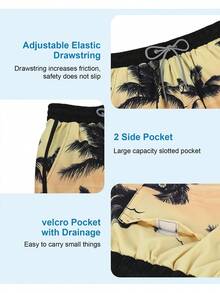 2PCS Men's Swim Trunks Beach Pants, Mesh Lined, Unlined, Compressed, Quick-Drying, Zipper Pockets For Surfing In Beach Pools - A - View 7