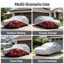 Waterproof Car Cover, All Weather UV Sun Rain Snow Protection Full Exterior Auto Cover, Windproof Dustproof Sedan Vehicle Cover With Elastic Bottom Edge, Universal Fit For Outdoor Parking - Silver - View 6