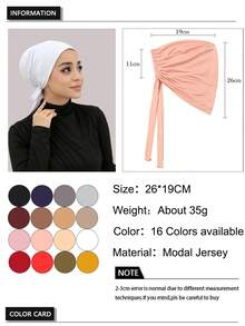 1PC Women's Fashion Solid Color Elastic Tie Headscarf Bandana Scarf Cap Headwrap Suitable For Daily Wear - White - View 6
