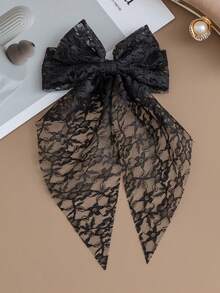1pc Girls Lace Large Bow Hair Clip, Elegant Vintage Hair Clip, Suitable For Wedding, Party, Daily Hairstyles - Multicolor - View 7