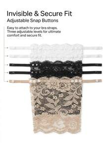3pcs Elegant Floral Glare Proof Bra Pad - Fashionable & Comfortable Bra Enhancer, Lace Knitted Liner Suitable For Random Women Styles - Multicolor - View 11