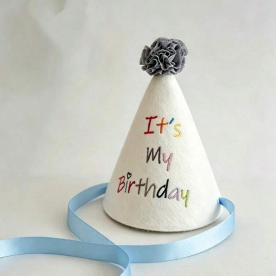 Pom Pom Birthday Hat, Cute Photo Prop Party Hat For Birthday, Shower, Anniversary & Party Decorations - View 1