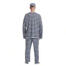 1套萬聖節角色扮演動漫囚犯服裝 經典條紋囚犯舞台表演服 男款 - 黑與白 - 查看 5