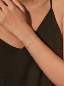 MODIAN 925 Sterling Silver Fashion Simple Geometric Beads Link Chain Charm Bracelets For Women Daily Office Fine Jewelry - Silver - View 2
