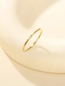 Intertwined Rhombus Pattern Thin Ring, 14K Gold Plated 304 Stainless Steel, Waterproof, Hypoallergenic, Non-Fading, Ins Style Delicate Stacking Thin Ring - Lengx - View 4
