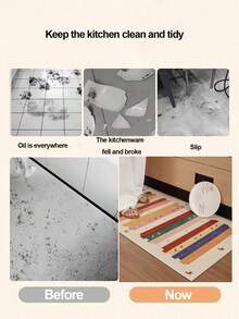 1 pieza Alfombra decorativa de cocina con rayas degradadas de arcoíris, alfombra rectangular absorbente de tierra de diatomeas de estilo minimalista americano, alfombra antideslizante para baño, adecuada para uso diario en cocina, baño, lavandería, pasillo - Naranja - Ver 7