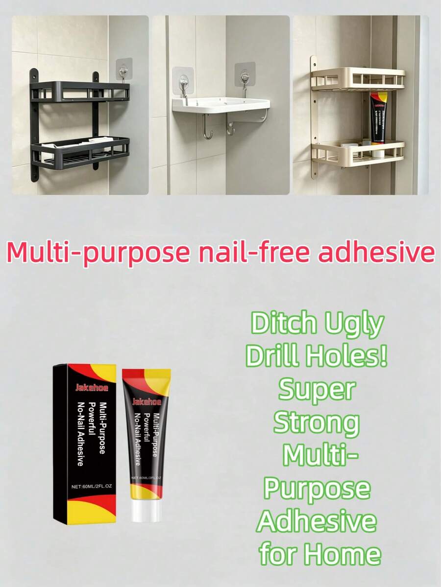 Multi-Purpose Nail-Free Adhesive, Easy Installation For Wood, Metal, Ceramic, Plastic Indoor Decor