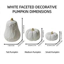 3pcs/Set Resin Pumpkin Decor - Modern Geometric Autumn Sculpture, Suitable For Home, Office And Thanksgiving Celebration - Three-layer Pumpkin - White - View 4