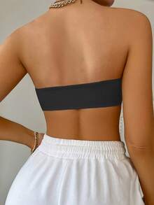 2Pcs Women Solid Seamless Strapless Wireless Bandeau Bra, Full Coverage Soft Lift Minimalist Unpadded Layering Bra For Daily Formal Occasions - Multicolor - View 2