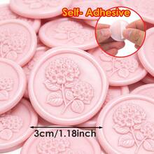 40 PCS 3D Embossed Hydrangea Wax Seal Stickers, Wedding Invitation Envelope Seal Stickers, Self-Adhesive Flower Stickers, Perfect For Invitations And Gift Packaging - Pink Hydrangea - View 2