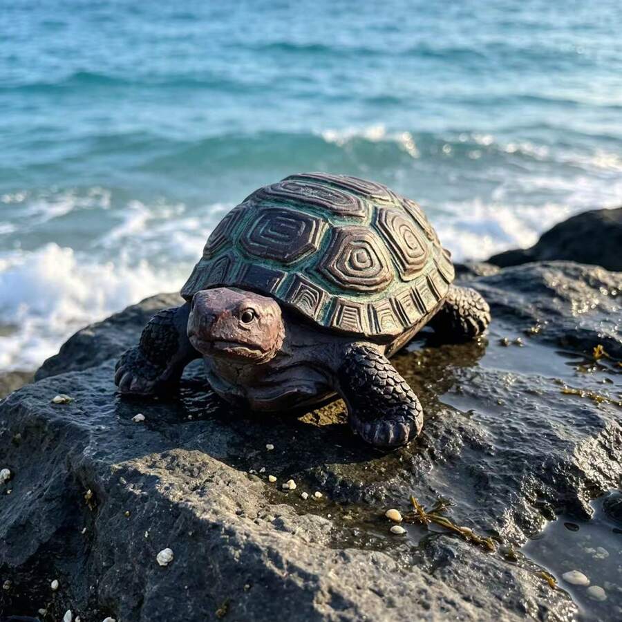 Esculturas de tortuga para jardín, estatuas de decoración del hogar, tortuga realista y linda, arte de jardín zen, patio, césped, jardín, figuras de exterior - A - Ver 1