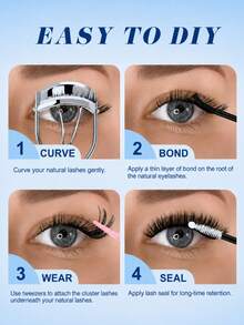 1440PCS/720PCS Manga Eyelash Extension Kit With Ultra-Dense, Waterproof, Long-Lasting Lashes, Velure, Fairy, Flora, 30D40D50D60D, Hybrid Volume Look, Beginner-Friendly,Includes Lash Glue, Tweezers,For Wedding, Birthday, Graduate,Travel,Halloween - 淺藍色 - 查看 5