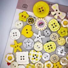 12/24/36/48/60/72/84Pcs Mixed Yellow And White Resin Buttons, Random Pattern And Color Heart, Flower, Apple Series Small Buttons, Plastic DIY Handmade Buttons Suitable For Sewing, Knitting, Craft DIY - Multicolor - View 7