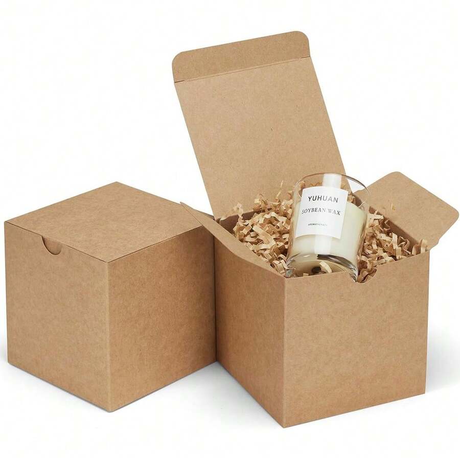 20pcs/30pcs Gift Box, Small Gift Box With Lid, Black/White/Kraft Paper Color, Suitable For Party Favors, Decorative Ornaments, Bridesmaid Favors, Invitation Cards, Candle Packaging, Halloween Decor, Birthday Decor, Birthday Occasions, Weddings, Party Decorations, Christmas Decor, Bridal Supplies, Various Parties, Gift Storage Boxes, Autumn Valentine's Day Use - Kraft Paper - View 1